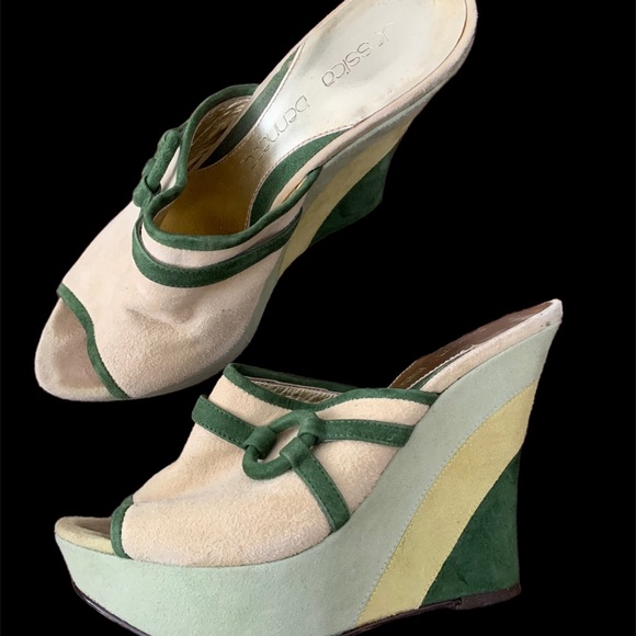 Platform Wedge Unique 90s mule Artisan shoes - Picture 3 of 3